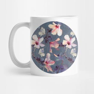 Butterflies and Hibiscus Flowers - a painted pattern Mug